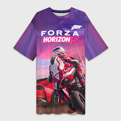 Футболка женская длинная Forza Horizon 5 - sports car and bike, цвет: 3D-принт