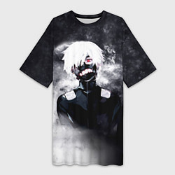 Женская длинная футболка Токийский Гуль в Дыму Tokyo Ghoul Smoke