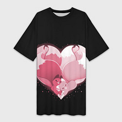 Женская длинная футболка Сердце Две Кицуне