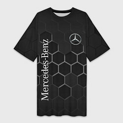 Футболка женская длинная Mercedes-Benz black соты, цвет: 3D-принт