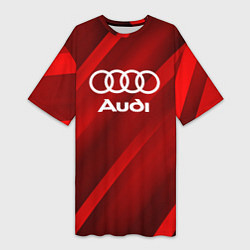 Футболка женская длинная Audi red полосы, цвет: 3D-принт