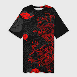 Футболка женская длинная Дракон Китайский дракон, цвет: 3D-принт