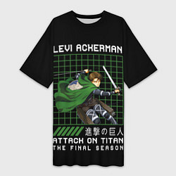 Женская длинная футболка Леви Аккерман атака титанов финал