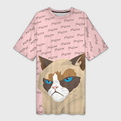 Женская длинная футболка Angry Cat Злой кот