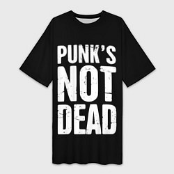 Футболка женская длинная PUNKS NOT DEAD Панки Живы, цвет: 3D-принт