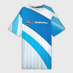 Футболка женская длинная Subaru Logo спорт, цвет: 3D-принт