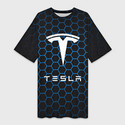 Женская длинная футболка Tesla Соты