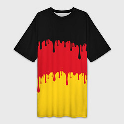 Футболка женская длинная Флаг Германии потёки, цвет: 3D-принт