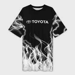 Футболка женская длинная Toyota Молния с огнем, цвет: 3D-принт