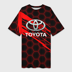 Футболка женская длинная Toyota: Красные соты, цвет: 3D-принт