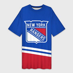 Футболка женская длинная New York Rangers Нью Йорк Рейнджерс, цвет: 3D-принт