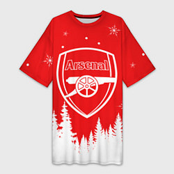 Футболка женская длинная FC ARSENAL WINTER ФК АРСЕНАЛ ЗИМНИЙ СТИЛЬ, цвет: 3D-принт