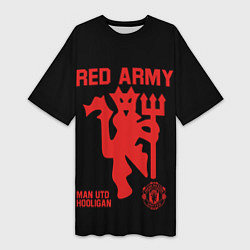 Футболка женская длинная Manchester United Red Army Манчестер Юнайтед, цвет: 3D-принт