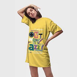 Футболка женская длинная Джаз Jazz, цвет: 3D-принт — фото 2
