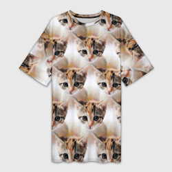 Женская длинная футболка Маленький котенок паттерн