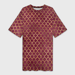 Женская длинная футболка Gold & Red pattern