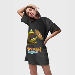 Футболка женская длинная Rayman Legends Black, цвет: 3D-принт — фото 2