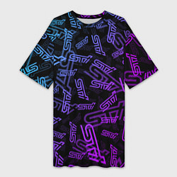 Женская длинная футболка STI NEON PATTERN