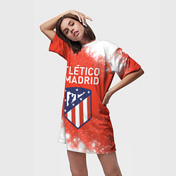 Футболка женская длинная ATLETICO MADRID Брызги, цвет: 3D-принт — фото 2