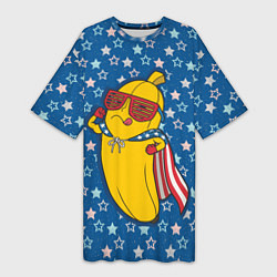 Женская длинная футболка Банан в звездах