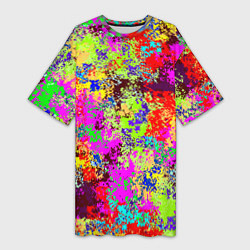 Женская длинная футболка Пиксельный камуфляж Токсик