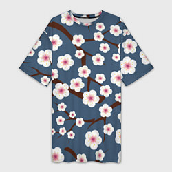 Женская длинная футболка Цветущее дерево
