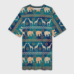 Женская длинная футболка Жирафы и слоны