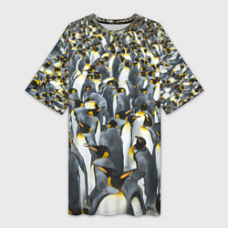 Футболка женская длинная Пингвины Penguins, цвет: 3D-принт