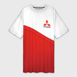 Футболка женская длинная Митсубиси Mitsubishi LOGO, цвет: 3D-принт