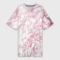 Женская длинная футболка Розовое цветение