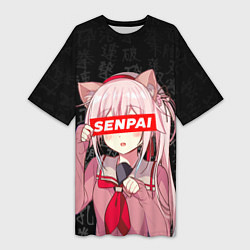 Женская длинная футболка Senpai, Anime Неко тян