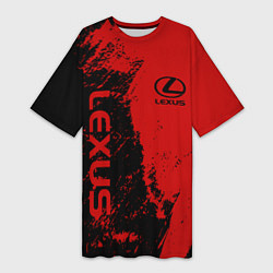 Женская длинная футболка Lexus Лексус Черно красный