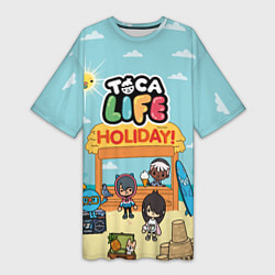 Футболка женская длинная Toca Life Holiday!, цвет: 3D-принт