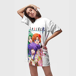 Футболка женская длинная Когда плачут цикады, персонажи девушки, цвет: 3D-принт — фото 2