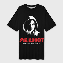 Футболка женская длинная MR ROBOT Хакер, цвет: 3D-принт