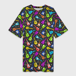Женская длинная футболка Разноцветные Гитары