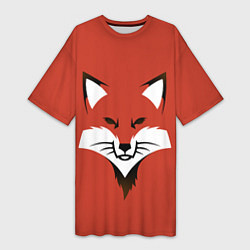 Футболка женская длинная Рыжая серьезная лиса, цвет: 3D-принт