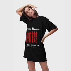 Футболка женская длинная Marilyn Manson MM, цвет: 3D-принт — фото 2