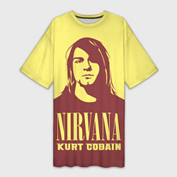 Футболка женская длинная Nirvana - Kurt Cobain, цвет: 3D-принт