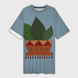 Футболка женская длинная Цветочный горшок, цвет: 3D-принт