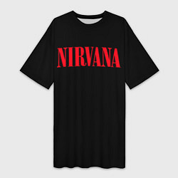 Футболка женская длинная Nirvana in Red, цвет: 3D-принт