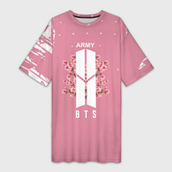 Футболка женская длинная Bts ARMY, цвет: 3D-принт