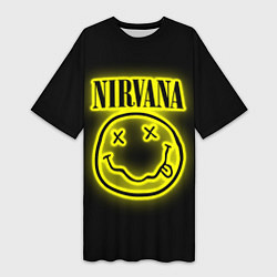 Футболка женская длинная NIRVANA неон, цвет: 3D-принт