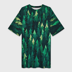Женская длинная футболка Еловый лес spruce forest