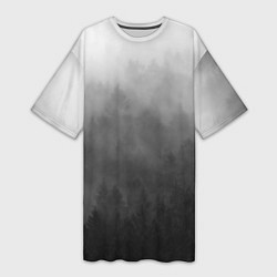 Женская длинная футболка Темный лес - туман