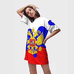 Футболка женская длинная Герб россии герб, цвет: 3D-принт — фото 2