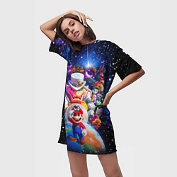 Футболка женская длинная Super Mario Odyssey Space Video game, цвет: 3D-принт — фото 2