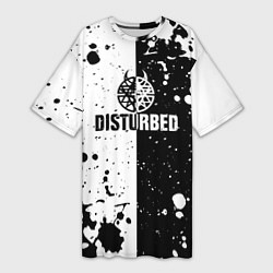 Женская длинная футболка Disturbed черное белое