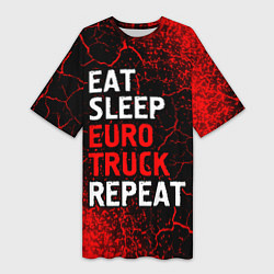 Футболка женская длинная Eat Sleep Euro Truck Repeat Спрей, цвет: 3D-принт