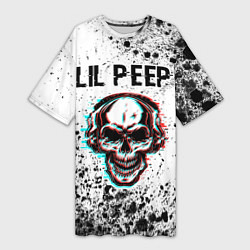 Женская длинная футболка Lil Peep ЧЕРЕП Краска